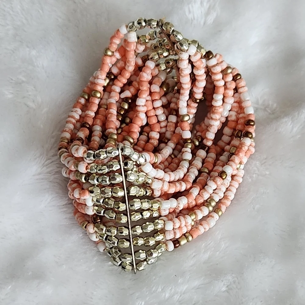 💗Women’s Multicolor Beaded Bracelet – Connected Multi-Band Style – Preowned
